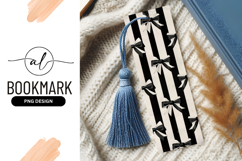 Black and White Bows on Striped Background Bookmark Png Product Image 1