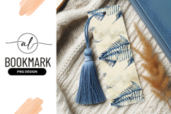 Blue Fish Skeleton and Palm Leaf Pattern on Cream Textured Product Image 1