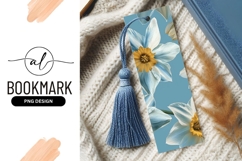 Watercolor Daffodil Flowers on Blue Background Product Image 1