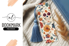 Floral Skull and Flowers Pattern in Orange Red Blue Product Image 1