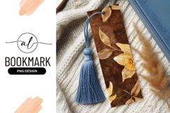 Watercolor Daffodil and Leaves on Brown Background Bookmark Product Image 1