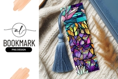 Elegant Floral Bookmark Png With Blue Tassel Product Image 1