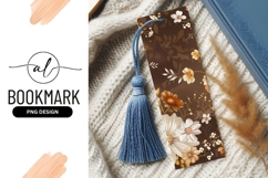Brown floral pattern with white and gold flowers and leaves Product Image 1