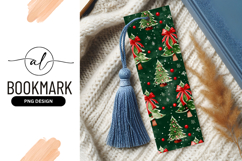 Christmas Tree Pattern with Red Bows and Ornaments on Green Product Image 1