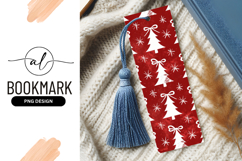 White Christmas Trees and Snowflakes on Red Background Product Image 1