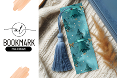 Teal Christmas Tree Pattern with Gold Bows and Snowflakes Product Image 1