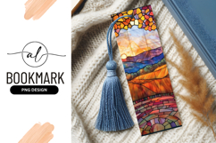 Stained Glass Landscape with Sunset and Abstract Foliage Product Image 1