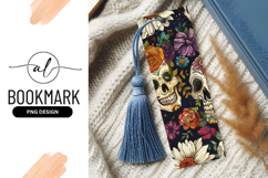 Floral Sugar Skull Bookmark Png with Colorful Flowers Product Image 1