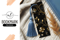 Gold floral design on black background with metallic flowers Product Image 1
