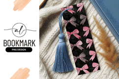 Pink and Gray Bows Pattern on Black Background Vertical Product Image 1