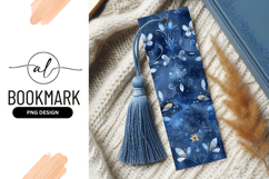 Watercolor floral bookmark design in shades of blue Product Image 1