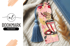 Bee on Teacup with Hearts and Floral Elements Bookmark PNG Product Image 1