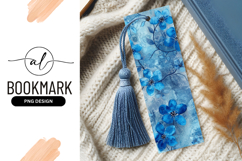 Watercolor Blue Floral Pattern with Dark Vines and Leaves Product Image 1