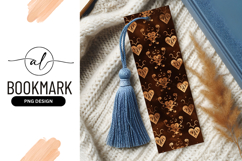 Gold Heart Pattern on Brown Background Bookmark PNG Product Image 1