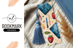 Watercolor illustration of books pencils strawberries Product Image 1