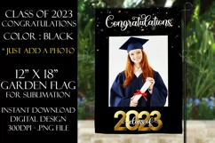 Class of 2023 Black Graduation Garden Flag PNG Sublimation Product Image 1