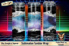 Black Agate-Edged Groovy Disco Pattern Tumbler Wrap PNG - Sublimation &amp; Waterslide Craft Design - 3 Templates &amp; Mock-up - DIY Drinkware Decor