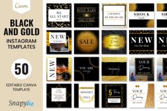 Black &amp; Gold Instagram Post Template Editable Gold Aesthetic Product Image 1