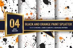 Black and Orange Paint Splatter Digital Paper Product Image 1