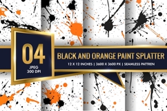 Black and Orange Paint Splatter Digital Paper Product Image 1