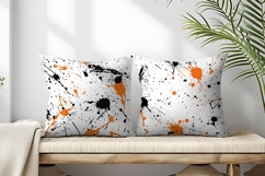 Black and Orange Paint Splatter Digital Paper Product Image 2