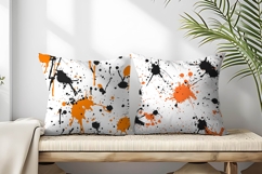 Black and Orange Paint Splatter Digital Paper Product Image 2