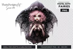 Pastel Goth Fairy Clipart Black and Pink PNG sublimation Product Image 1