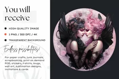 Pastel Goth Fairy Clipart Black and Pink PNG sublimation Product Image 2