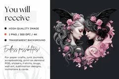 Pastel Goth Fairy Clipart Black and Pink PNG sublimation Product Image 2