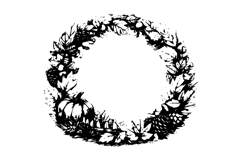 Black and White Autumn Circle Frame Design Product Image 1