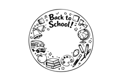 Black and White Back to School Circular Frame Design Product Image 1