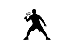 Black and White Badminton Player Backhand Preparation Silhou Product Image 1
