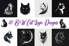 80 Kitten Cat Logo Sticker Illustrations Designs JPG Product Image 1