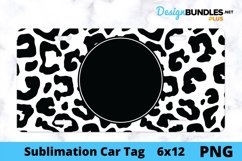 Sublimation Car Tag - Car Tag PNG - Monogrammed Leopard Product Image 1