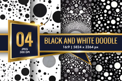 Abstract Black and White Doodle Patterns Digital Paper Product Image 1