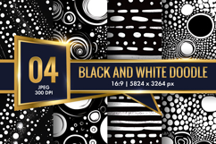 Trendy Black and White Boho Doodle Patterns Digital Paper Product Image 1