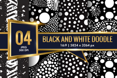 Trendy Black and White Boho Doodle Patterns Digital Paper Product Image 1