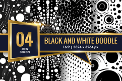 Abstract Black and White Doodle Patterns Digital Paper Product Image 1