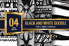 Doodle Black and White Abstract Patterns Digital Paper Product Image 1
