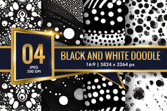 Minimalist Black and White Doodle Patterns Digital Paper Product Image 1