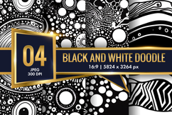 Minimalist Black and White Doodle Patterns Digital Paper Product Image 1