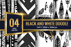 Black and White Doodle Art for Digital Paper Product Image 1