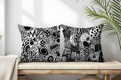 Modern Black and White Doodle Pattern Digital Paper Product Image 2
