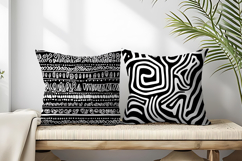 Bold Black and White Abstract Doodle Patterns Digital Paper Product Image 2