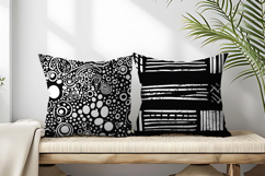 Bold Black and White Abstract Doodle Patterns Digital Paper Product Image 2