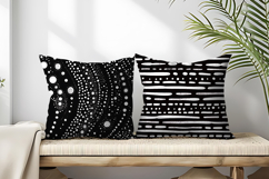 Trendy Black and White Boho Doodle Patterns Digital Paper Product Image 2