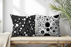 Abstract Black and White Doodle Patterns Digital Paper Product Image 2