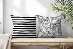 Black and White Abstract Doodle Patterns Digital Paper Product Image 2