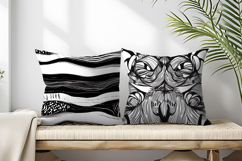 Doodle Black and White Abstract Patterns Digital Paper Product Image 2