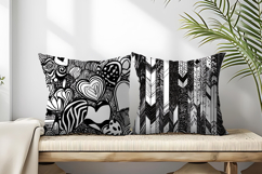 Modern Black and White Doodle Pattern Digital Paper Product Image 2